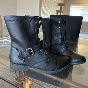 Black combat boots